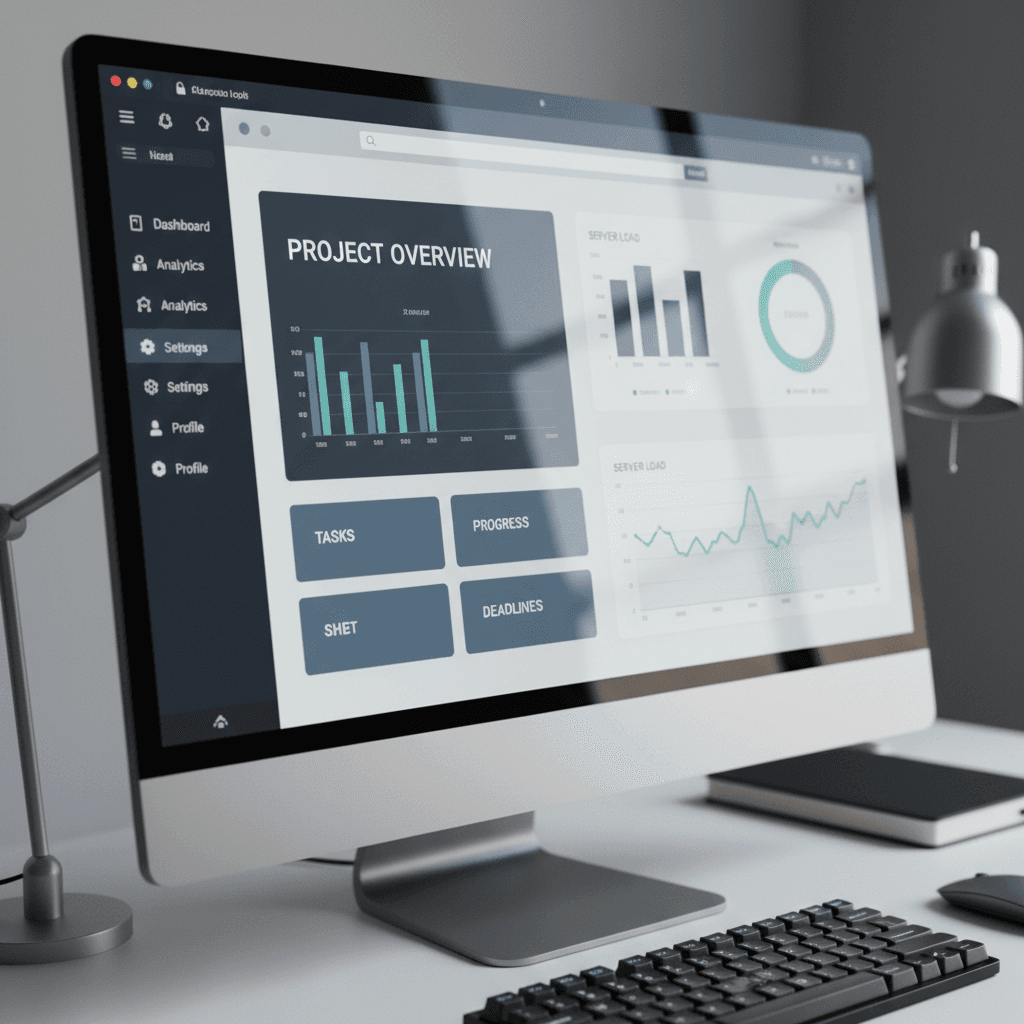 Developer dashboard interface showing organized data panels and charts